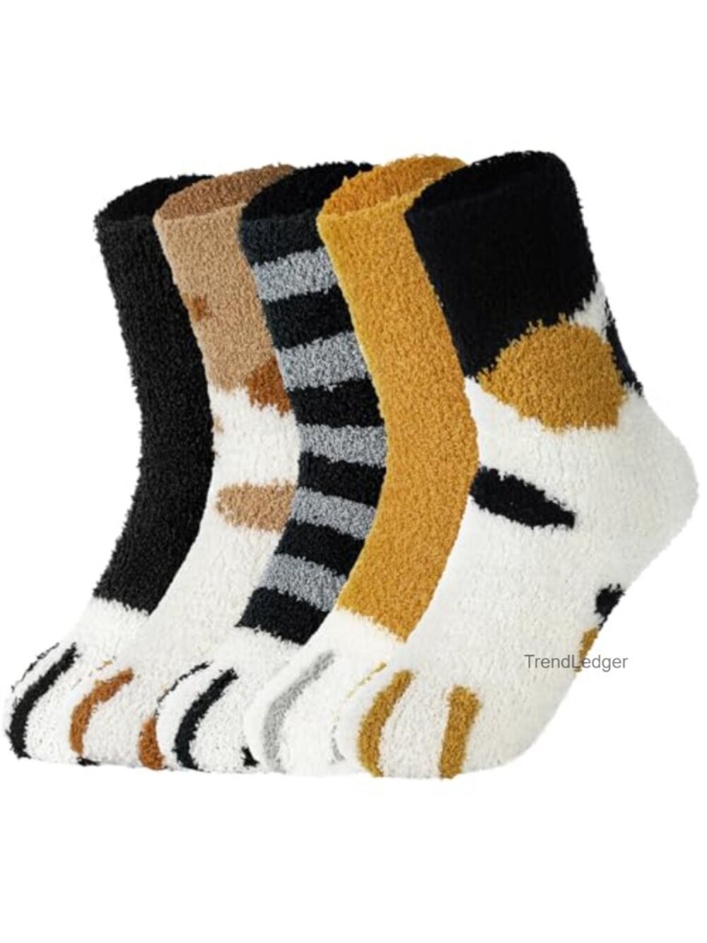 Fuzzy Socks Women Winter Fluffy Cozy Cat Animal 5 Pair Pack